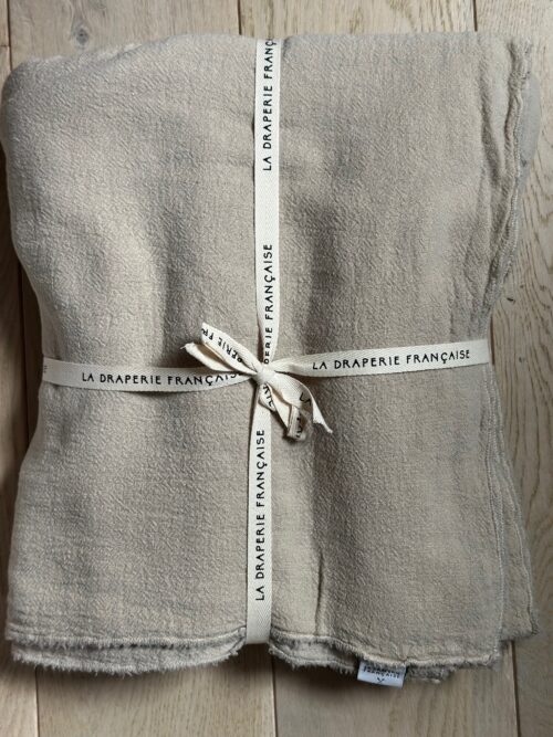 plaid -couvre lit - lin lavé - beige ficelle - la draperie Française