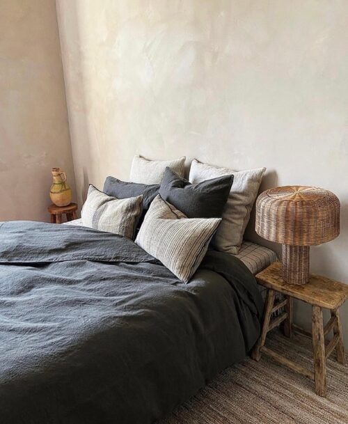 housse de couette - lin lavé - gris foncé - la draperie Française