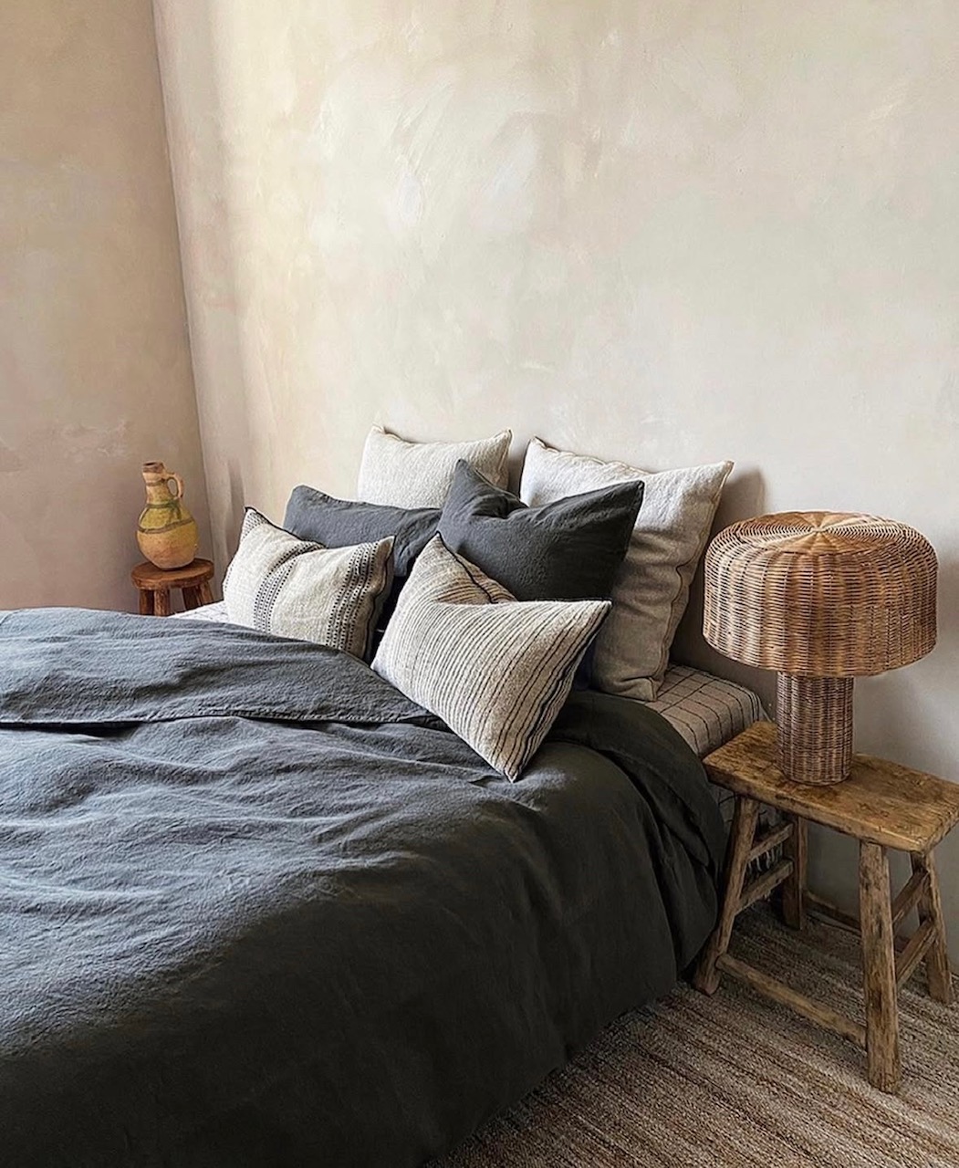 housse de couette - lin lavé - gris foncé - la draperie Française