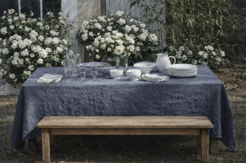 Nappe en lin lavé - gris anthracite - la draperie française