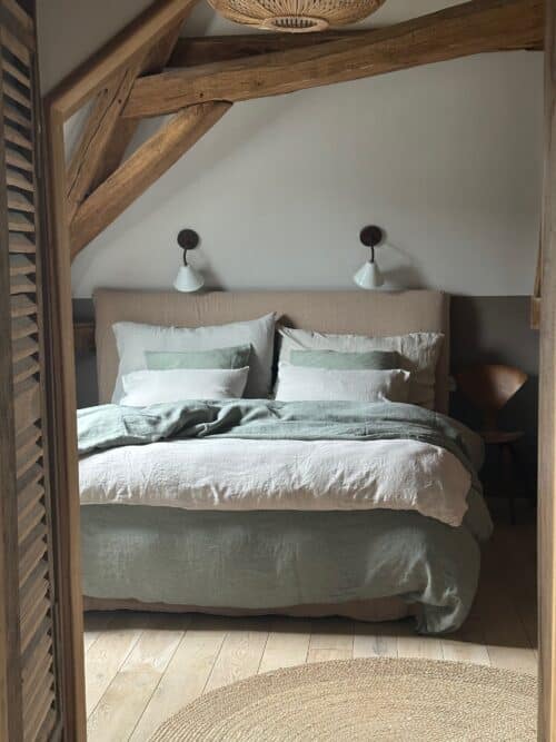 lin lavé vert eucalyptus - ladraperie française