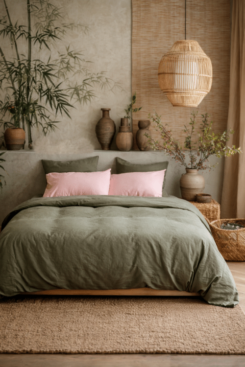 lin et coton lavés - vert kaki - la draperie française