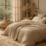 housse de couette lin lavé- beige sable - la draperie française