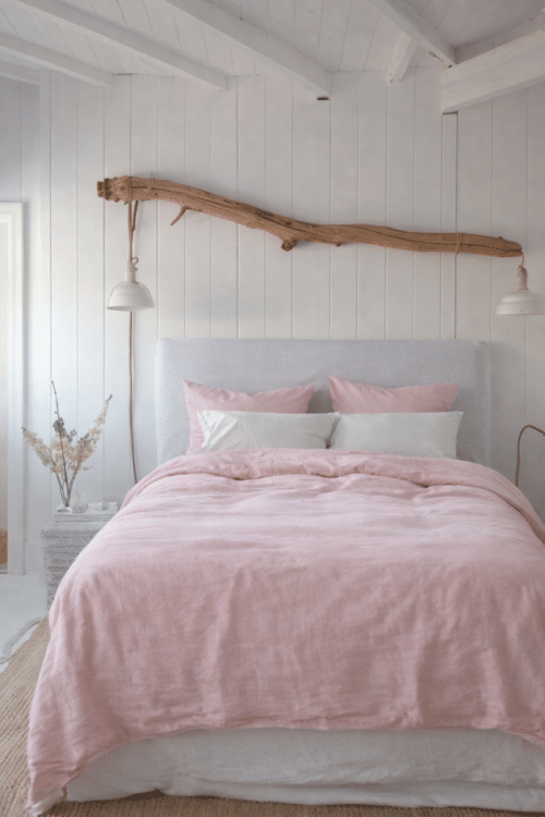 lin et coton lavé -rose poudre - la draperie française