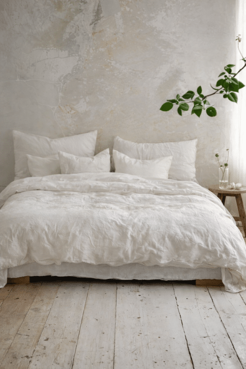 lin et coton lavé - blanc craie - la draperie française