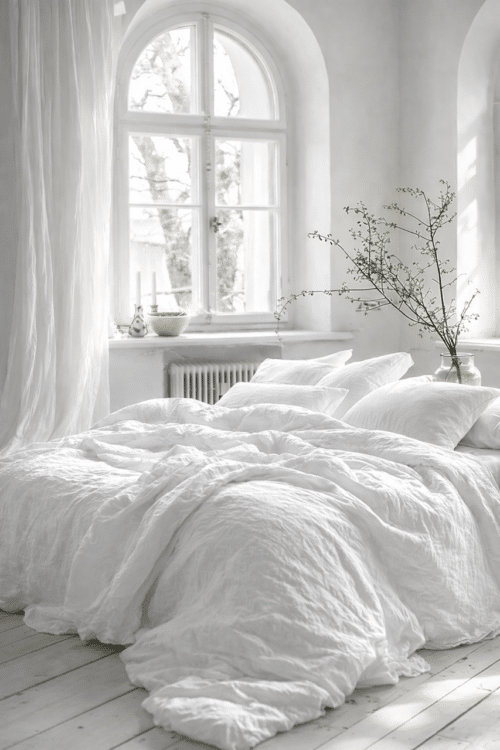 Housse de couette lin lavé - blanc craie - la draperie française