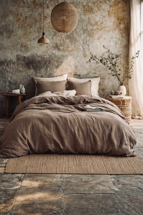 lin lavé marron clair - la draperie française