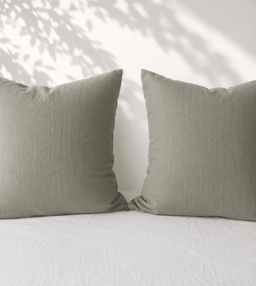 taie lin lavé vert eucalyptus , la draperie Française