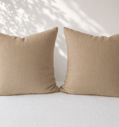 taie lin lavé beige sable , la draperie Française