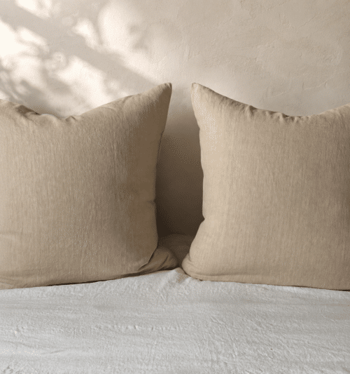 taie lin lavé beige ficelle , la draperie Française