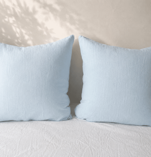taie lin lavé bleu ciel , la draperie Française